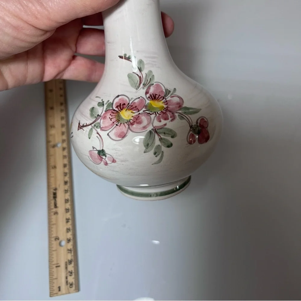 VTG Dumler & Breiden 121 Vase West German Pottery MCM Fat Lava Floral Butterfly